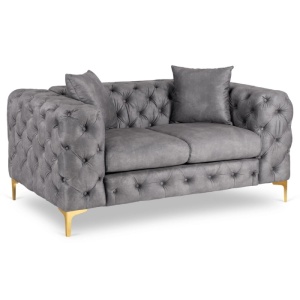 CANAPEA DEOSEBITA 2 LOCURI, ARTIM MEBLE, MATERIAL TEXTIL( CATIFEA) SI SUPORT METALIC, CULOARE GRI/AURIU, STIL MODERN - Img 10
