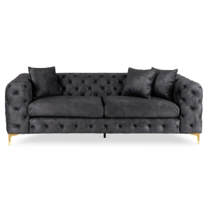 CANAPEA DEOSEBITA 3 LOCURI, ARTIM MEBLE, MATERIAL TEXTIL( CATIFEA) SI SUPORT METALIC, CULOARE NEAGRA/AURIU, STIL MODERN