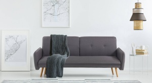 CANAPEA EXTENSIBILA 190CM, DEDE, COD 5716, STIL MODERN, REALIZATA DIN LEMN SI STOFA GRI - Img 8