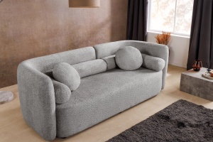 CANAPEA LIVING 200CM, ART DECO, 3 LOCURI, MATERIAL BOUCLE GRI, ARTIM GROUP SELECTION