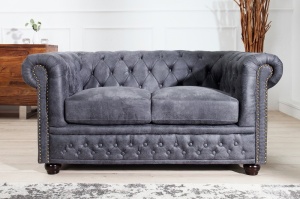 CANAPEA LUX DESIGN ENGLEZESC, CHESTERFIELD GRI, 150CM, ARTIM GROUP SELECTION