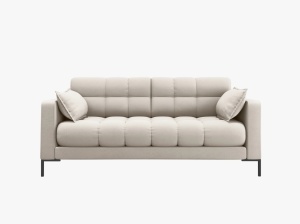 CANAPEA MAMAIA, 2 LOCURI, 152 CM, BEJ 04/NEGRU, TAPITERIE DIN STOFA FINA, DESIGN DEOSEBIT - Img 2