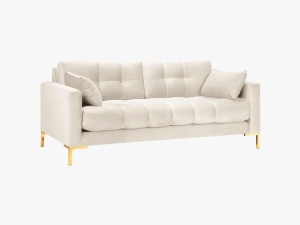 CANAPEA MAMAIA, 2 LOCURI, 152 CM, BEJ DESCHIS 22/AURIU, TAPITERIE DIN CATIFEA, DESIGN DEOSEBIT - Img 2
