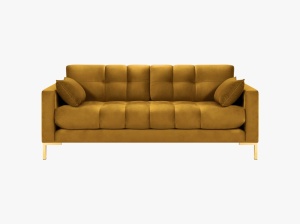 CANAPEA MAMAIA, 2 LOCURI, 152 CM, GALBEN 68/AURIU, TAPITERIE DIN CATIFEA, DESIGN DEOSEBIT - Img 3