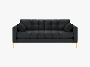 CANAPEA MAMAIA, 2 LOCURI, 152 CM, GRI INCHIS 18/AURIU, TAPITERIE DIN CATIFEA, DESIGN DEOSEBIT - Img 3