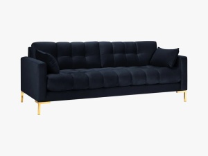 CANAPEA MAMAIA, 3 LOCURI, 177 CM, ALBASTRU INCHIS 89/AURIU, TAPITERIE DIN CATIFEA, DESIGN DEOSEBIT