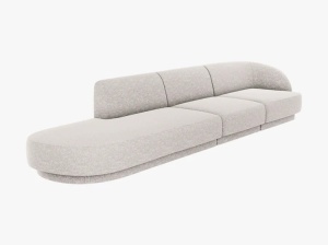 CANAPEA MILEY, CU 4 LOCURI, PE STANGA, ARGINTIE, CU TAPITERIE DIN TEXTIL CHENILLE EDEN, MICADONI - Img 2