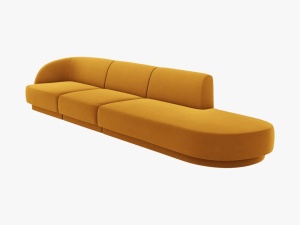 CANAPEA MILEY DREAPTA, 4 LOCURI, 325 CM, GALBEN 68, TAPITERIE DIN CATIFEA, DESIGN DEOSEBIT