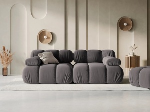 CANAPEA MODULARA BELLIS, 2 LOCURI, 188 CM, GRI INCHIS 97, TAPITERIE DIN CATIFEA, DESIGN DEOSEBIT