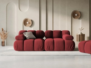 CANAPEA MODULARA BELLIS, 2 LOCURI, 188 CM, ROSU INCHIS 59, TAPITERIE DIN CATIFEA, DESIGN DEOSEBIT