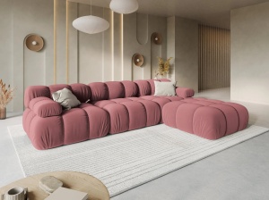 CANAPEA MODULARA BELLIS, 3 LOCURI, 282 CM, ROZ 63, TAPITERIE DIN CATIFEA, DESIGN DEOSEBIT