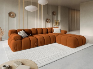 CANAPEA MODULARA BELLIS, 3 LOCURI, 282 CM, SCORTISOARA 56, TAPITERIE DIN CATIFEA, DESIGN DEOSEBIT