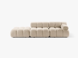 CANAPEA MODULARA BELLIS, PE STANGA, BEJ DESCHIS, CU TAPITERIE DIN TEXTIL BOUCLE ROLF, MICADONI