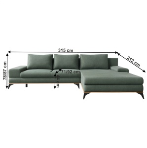 CANAPEA SELBY, MODEL DREAPTA, VERDE, DIN TEXTIL, METAL SI LEMN, SPATIU DEPOZITARE, STIL SCANDINAV, TK - Img 4