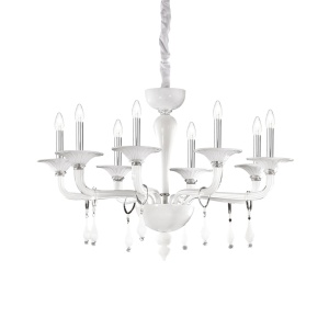 CANDELABRU MIRAMARE SP8, ALB, DIN STICLA, STIL MODERN