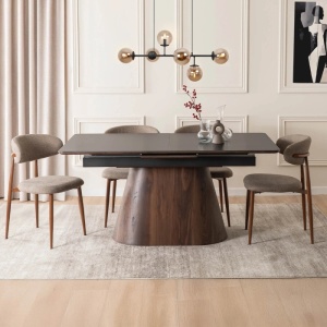CEL MAI MIC PRET!!!MASA EXTENSIBILA 160-200CM, ARTIM MEBLE, REALIZATA DIN METAL, LEMN SI CERAMICA, CULOARE MARMURA NEGRU/NUC, STIL MODERN - Img 4