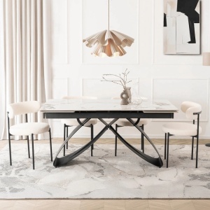 CEL MAI MIC PRET!!!MASA EXTENSIBILA 160-240CM, ARTIM MEBLE, REALIZATA DIN METAL SI CERAMICA, CULOARE MARMURA ALBA/NEGRU, STIL MODERN - Img 3
