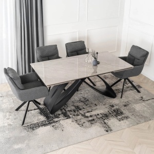CEL MAI MIC PRET!!!MASA EXTENSIBILA 160-240CM, ARTIM MEBLE, REALIZATA DIN METAL SI CERAMICA, CULOARE MARMURA GRI/NEGRU, STIL MODERN - Img 2