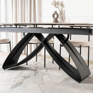 CEL MAI MIC PRET!!!MASA EXTENSIBILA 160-240CM, ARTIM MEBLE, REALIZATA DIN METAL SI CERAMICA, CULOARE MARMURA ALBA/NEGRU, STIL MODERN - Img 5