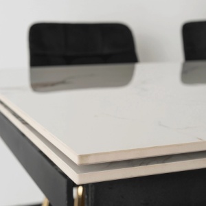 CEL MAI MIC PRET!!!MASA EXTENSIBILA 160-240CM, ARTIM MEBLE, REALIZATA DIN METAL SI CERAMICA, CULOARE MARMURA ALBA/AURIE, STIL MODERN - Img 7