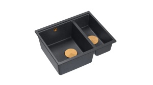 CHIUVETA BUCATARIE REA LOGAN 150, CU DOP, NEGRU METALIC/CUPRU, DIN GRANIT, CALITATE SUPERIOARA