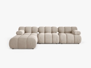 COLTAR BELLIS, CU 4 LOCURI, BEJ INCHIS, CU TAPITERIE DIN CATIFEA BLUVEL, MICADONI