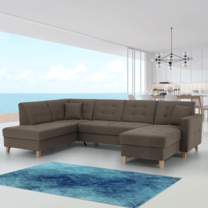 COLTAR BRIDGET, MODEL DREAPTA, GRI SI MARONIU/TAUPE, DIN TEXTIL SI LEMN, EXTENSIBIL, SPATIU DEPOZITARE, STIL MODERN, TK - Img 1