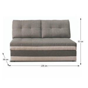 COLTAR CU 2 LOCURI RUBA 2PL BB, GRI INCHIS SI CREM, DIN TEXTIL INARI, (IxAxh): 135x98x83 cm, STIL MODERN, TK - Img 2