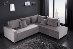 COLTAR EXTENSIBIL APARTMENT 39929 GRI DIN POLIESTER SI LEMN MASIV STIL MODERN