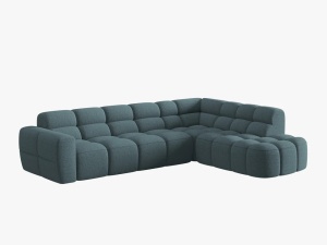 COLTAR LISA, DREAPTA, 5 LOCURI, 293 CM, ALBASTRU DESCHIS 76, TAPITERIE DIN STOFA, DESIGN DEOSEBIT - Img 2