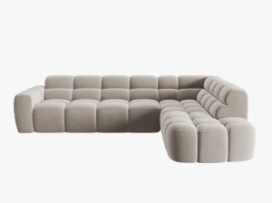 COLTAR LISA, DREAPTA, 5 LOCURI, 293 CM, BEJ DESCHIS, TAPITERIE DIN CATIFEA, DESIGN DEOSEBIT - Img 2