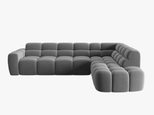 COLTAR LISA, DREAPTA, 5 LOCURI, 293 CM, GRI DESCHIS, TAPITERIE DIN CATIFEA, DESIGN DEOSEBIT - Img 3