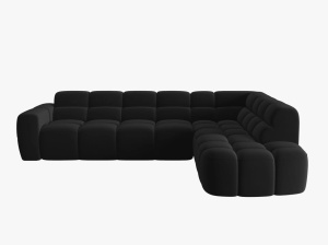 COLTAR LISA, DREAPTA, 5 LOCURI, 293 CM, NEGRU, TAPITERIE DIN CATIFEA, DESIGN DEOSEBIT - Img 2