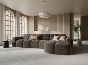 COLTAR LISA, DREAPTA, 5 LOCURI, 310 CM, MARO DESCHIS, TAPITERIE DIN CATIFEA, DESIGN DEOSEBIT