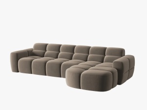COLTAR LISA, DREAPTA, 5 LOCURI, 310 CM, MARO DESCHIS, TAPITERIE DIN CATIFEA, DESIGN DEOSEBIT - Img 2