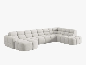 COLTAR LISA, DREAPTA, 7 LOCURI, 387 CM, GRI DESCHIS 01, TAPITERIE DIN STOFA, DESIGN DEOSEBIT