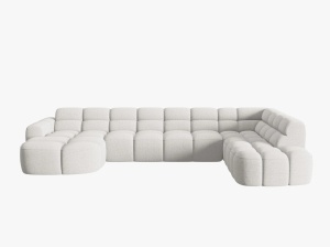 COLTAR LISA, DREAPTA, 7 LOCURI, 387 CM, GRI DESCHIS 01, TAPITERIE DIN STOFA, DESIGN DEOSEBIT - Img 2