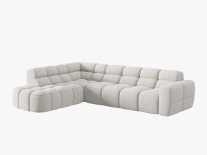 COLTAR LISA, STANGA, 5 LOCURI, 293 CM, GRI DESCHIS 01, TAPITERIE DIN STOFA, DESIGN DEOSEBIT - Img 2