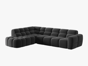 COLTAR LISA, STANGA, 5 LOCURI, 293 CM, GRI INCHIS, TAPITERIE DIN CATIFEA, DESIGN DEOSEBIT - Img 3