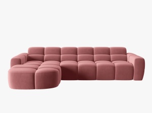 COLTAR LISA, STANGA, 5 LOCURI, 310 CM, ROZ, TAPITERIE DIN CATIFEA, DESIGN DEOSEBIT - Img 3