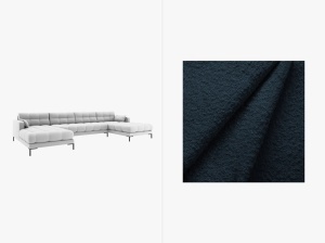 COLTAR MAMAIA, CU 6 LOCURI, ALBASTRU INCHIS, CU TAPITERIE DIN TEXTIL BOUCLE BALOO, MICADONI