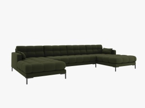 COLTAR MAMAIA, CU 6 LOCURI, VERDE MASLINIU INCHIS, CU TAPITERIE DIN TEXTIL STRUCTURAT NEVE, MICADONI