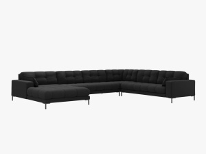 COLTAR MAMAIA, CU 7 LOCURI, PE DREAPTA, GRI INCHIS, CU TAPITERIE DIN TEXTIL STRUCTURAT NEVE, MICADONI