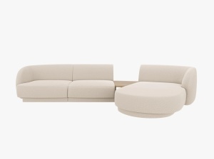 COLTAR MILEY, CU 3 LOCURI, PE DREAPTA, BEJ, CU TAPITERIE DIN TEXTIL BOCLE BALOO, MICADONI