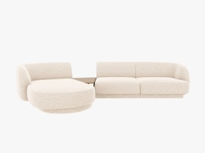 COLTAR MILEY, CU 3 LOCURI, PE STANGA, BEJ FILDES, CU TAPITERIE DIN TEXTIL CHENILLE EDEN, MICADONI