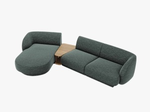 COLTAR MILEY, CU 3 LOCURI, PE STANGA, VERDE PETROL, CU TAPITERIE DIN TEXTIL CHENILLE HAGA, MICADONI - Img 2