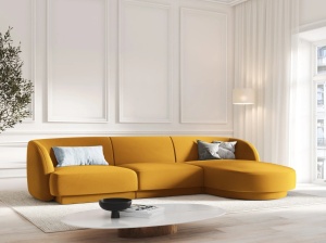 COLTAR MILEY DREAPTA, 4 LOCURI, 255 CM, GALBEN 68, TAPITERIE DIN CATIFEA, DESIGN DEOSEBIT