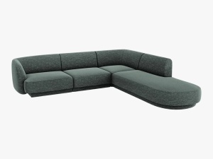 COLTAR MILEY DREAPTA, 6 LOCURI, 258 CM, VERDE 78, TAPITERIE CHENILLE, DESIGN DEOSEBIT