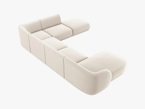 COLTAR MILEY DREAPTA, 6 LOCURI, 327 CM, BEJ DESCHIS 22, TAPITERIE DIN CATIFEA, DESIGN DEOSEBIT - Img 3