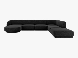 COLTAR MILEY DREAPTA, 6 LOCURI, 327 CM, NEGRU 19, TAPITERIE CHENILLE, DESIGN DEOSEBIT